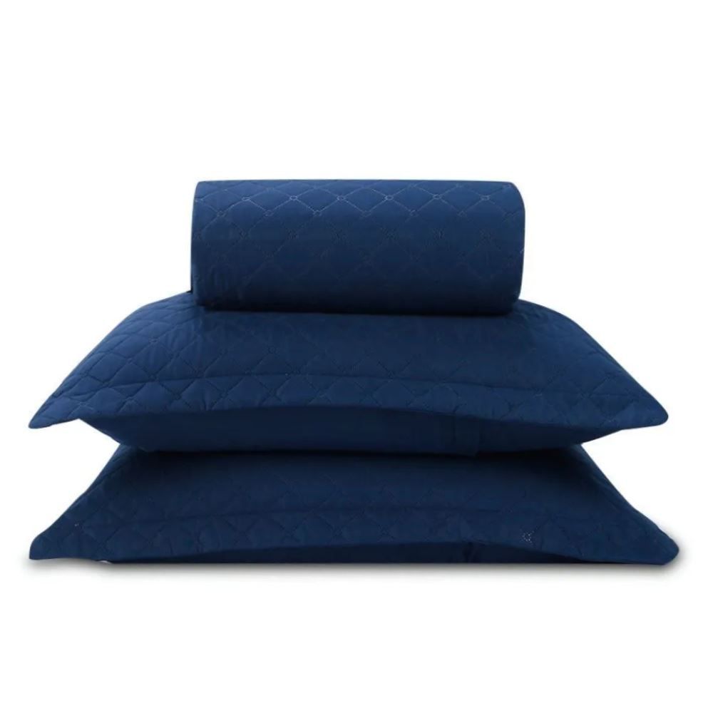 Colcha Queen 3 Peças Lisa Versalhes Havan Casa - Midnight Blue