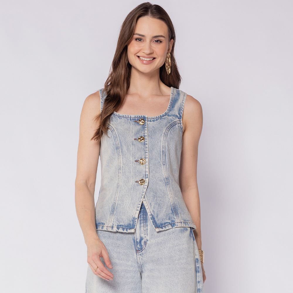 Colete Feminino Jeans Boby Blues