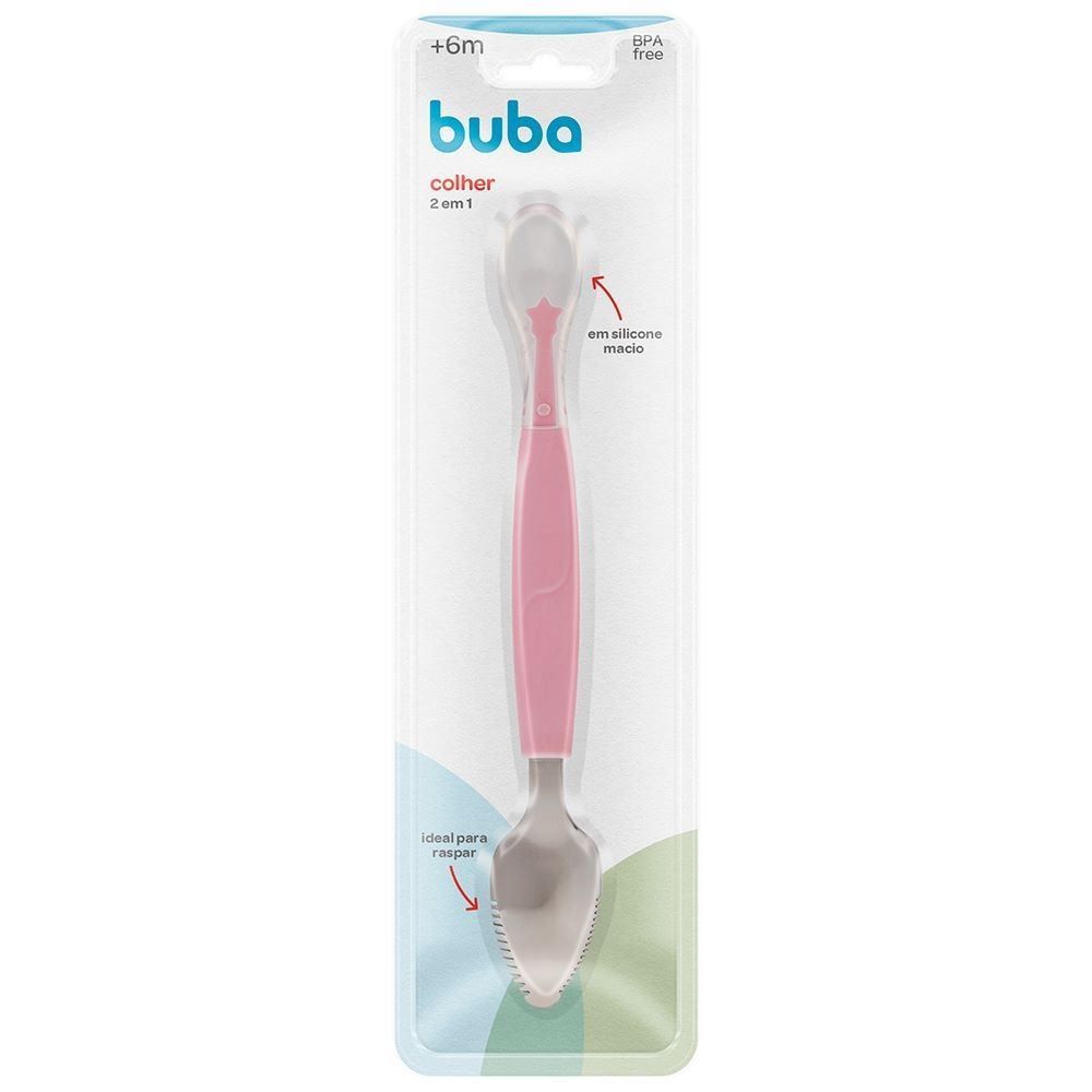 Colher 2 em 1 Buba - ROSA