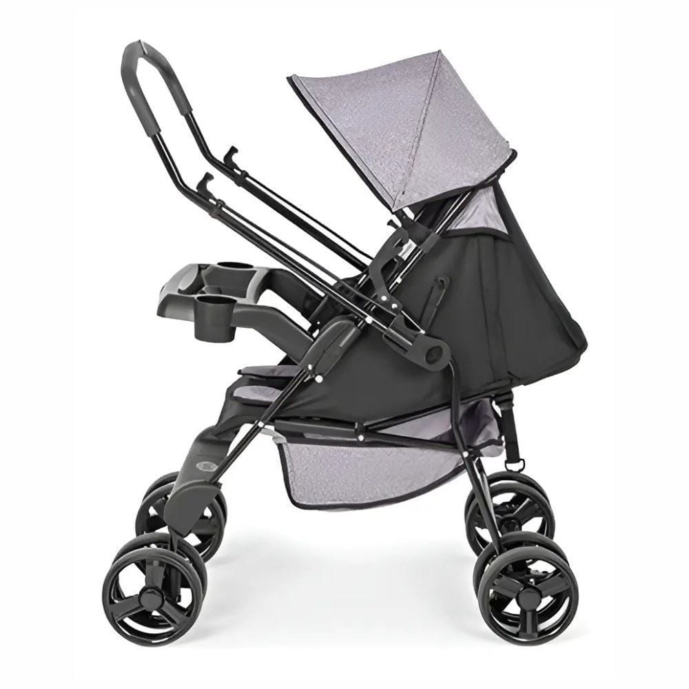 Kit Carrinho de Bebê Solare e Bebê Conforto Tutti Baby - Cinza Mescla