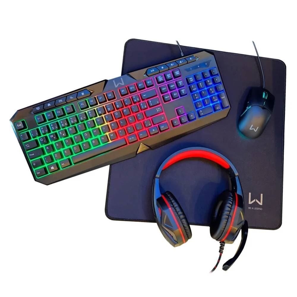 Combo Gamer Warrior 4 Em 1 Air Drop Headset 2.0 - Preto
