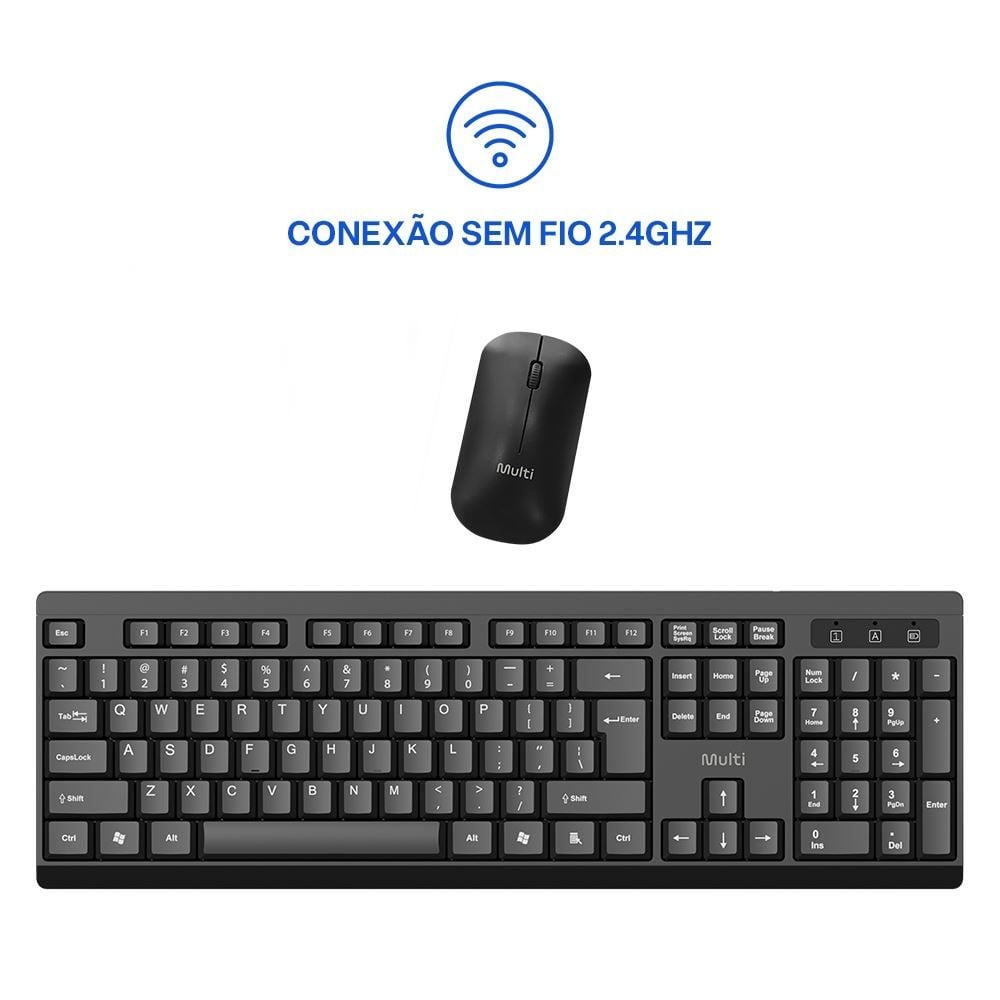 Combo Sem Fio Básico Multi Usb 2.4Ghz 1200Dpi