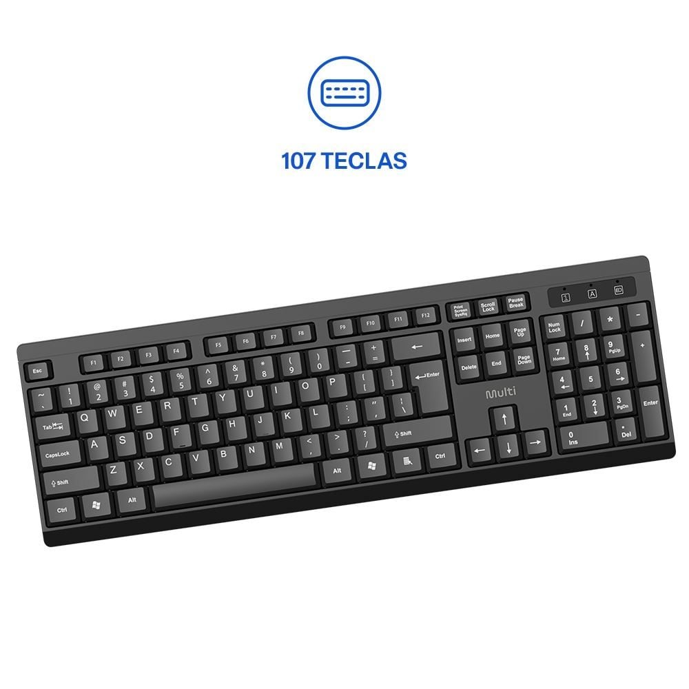 Combo Sem Fio Básico Multi Usb 2.4Ghz 1200Dpi