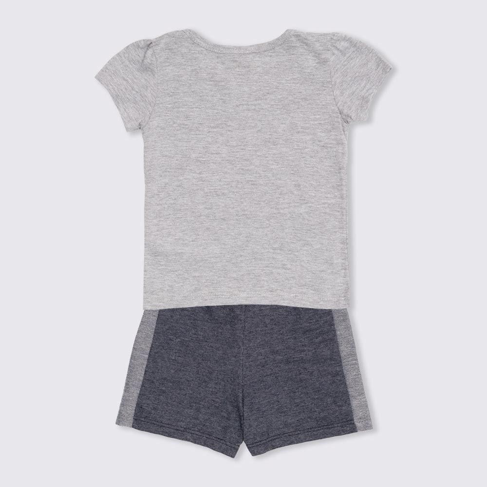 Conjunto 1 a 3 anos M/Malha Blusa e Shorts Yoyo Kids