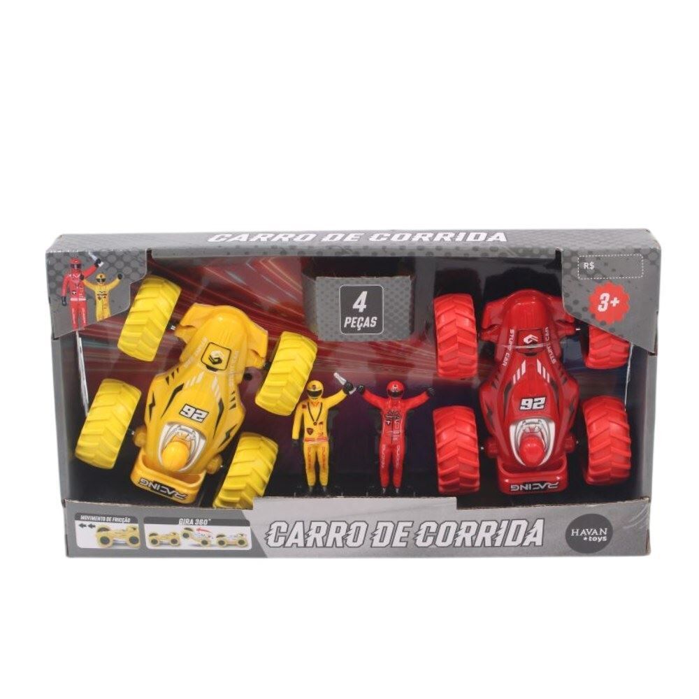 Conjunto Carrinho Fricção de Corrida com Bonecos Havan Toys - 4 Peças