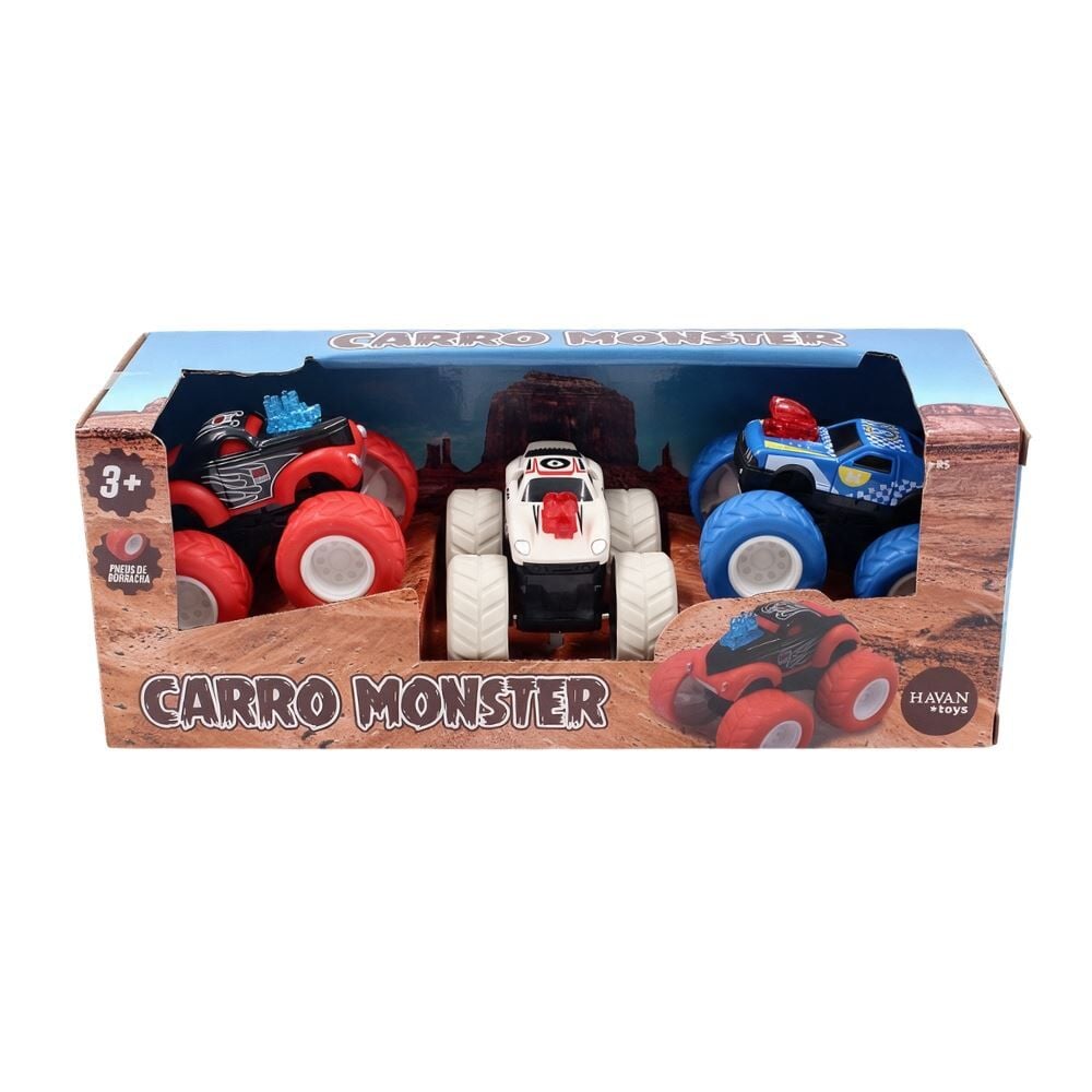 Conjunto Carrinho Monster Fricção Havan Toys