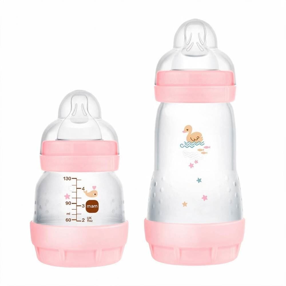 Conjunto de Mamadeira Inicial Mam Easy Start 2 Peças - Rosa
