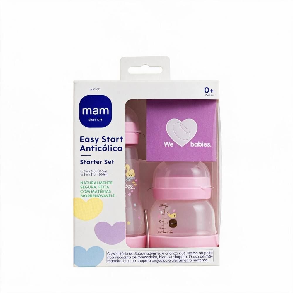Conjunto de Mamadeira Inicial Mam Easy Start 2 Peças - Rosa