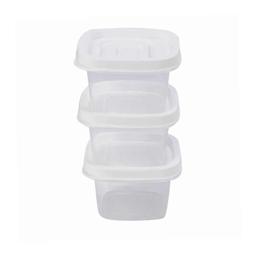 Jogo De Potes Quadrado Clic Plasútil 200 Ml - 3 Peças