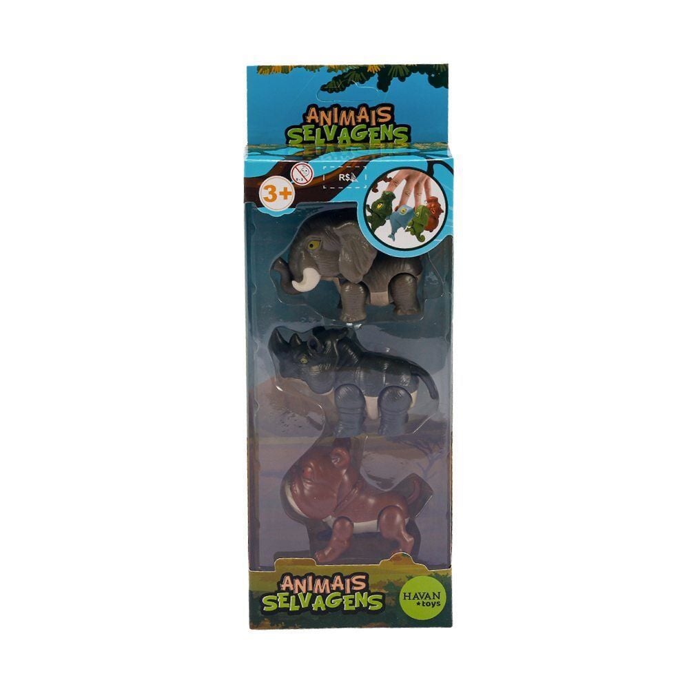 Conjunto Mini Animais Selvagens 3 Peças Havan Toys - Sortido