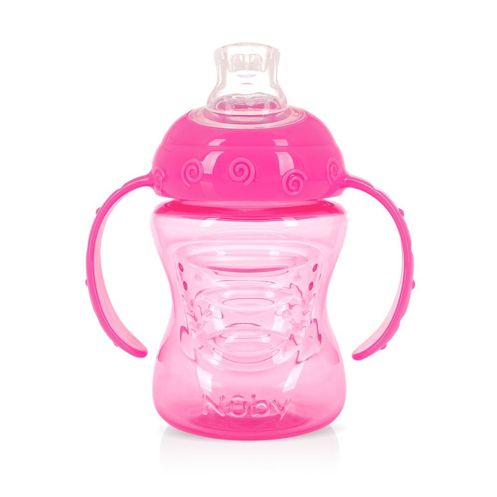 Copo com Alça e Super Bico de Silicone Nuby 240Ml - Rosa