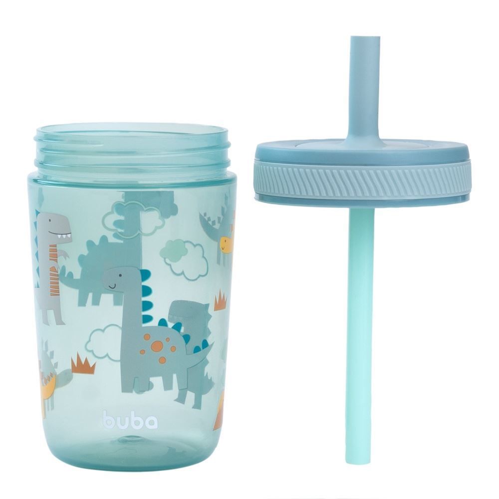 Copo com Canudo Antivazamento Magic 400Ml Buba - DINO