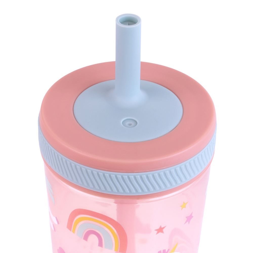 Copo com Canudo Antivazamento Magic 400Ml Buba - UNICORNIO
