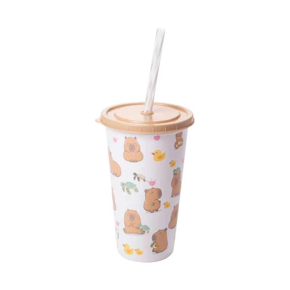 Copo Com Canudo Capivara 500 Ml Sortido - Plasútil