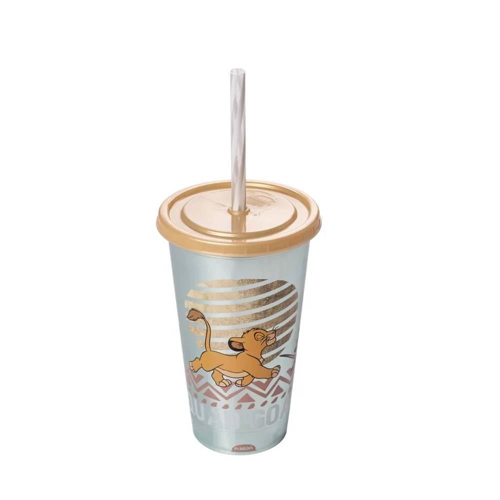 Copo Com Canudo Rei Leão Plasútil 500Ml - Sortido