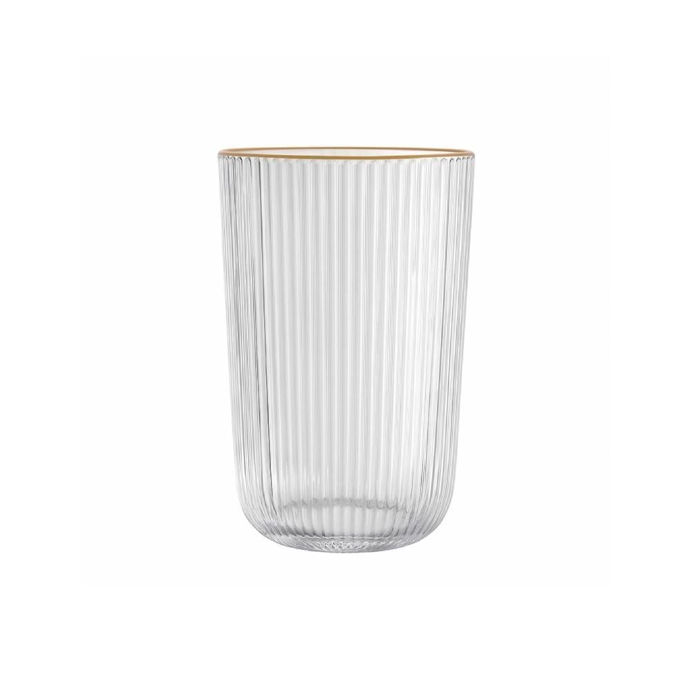 Copo De Vidro Filete Dourado Lines Wolff 430Ml - Transparente