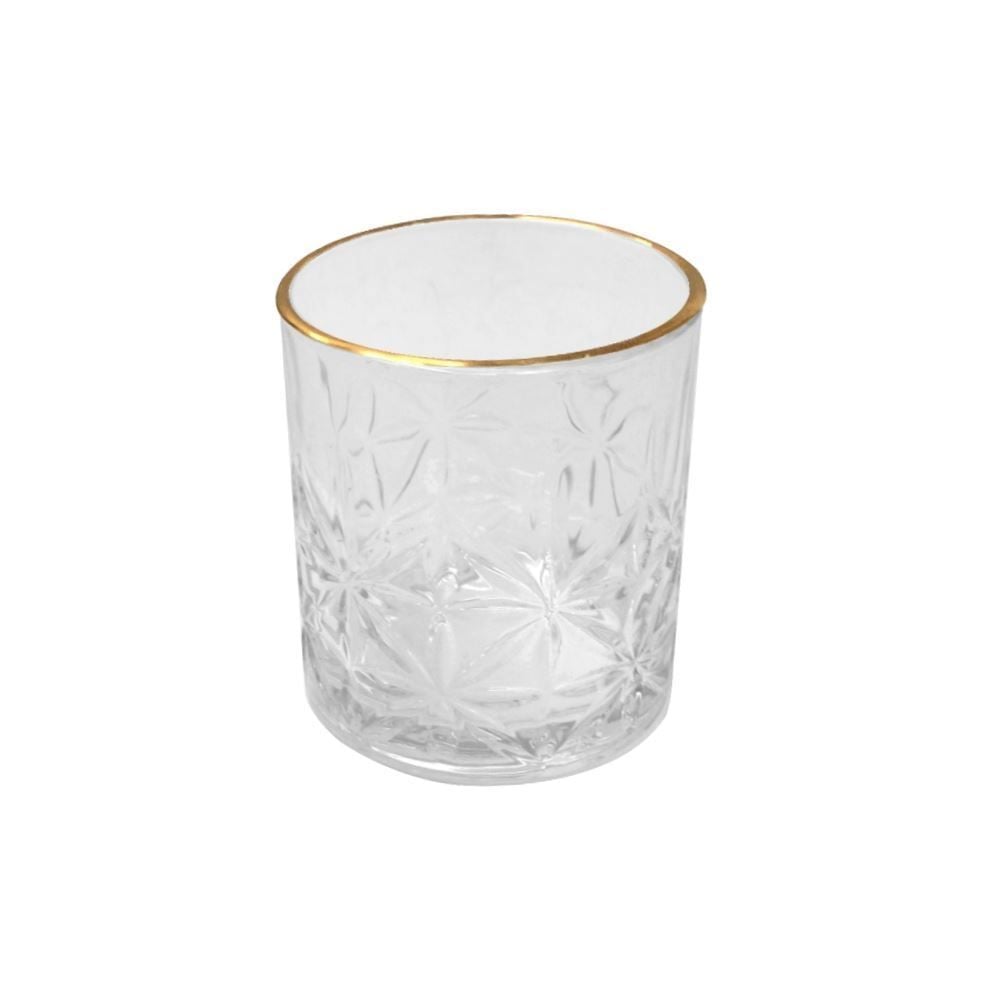Copo de Whisky Flower Havan Casa 330Ml - Filete Dourado
