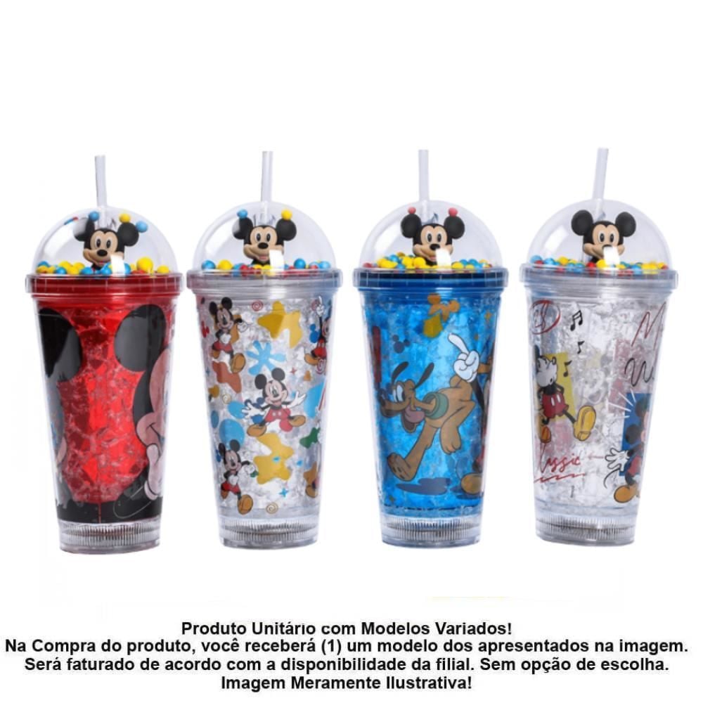 Copo Led com Canudo Mickey Disney 450Ml - Sortido