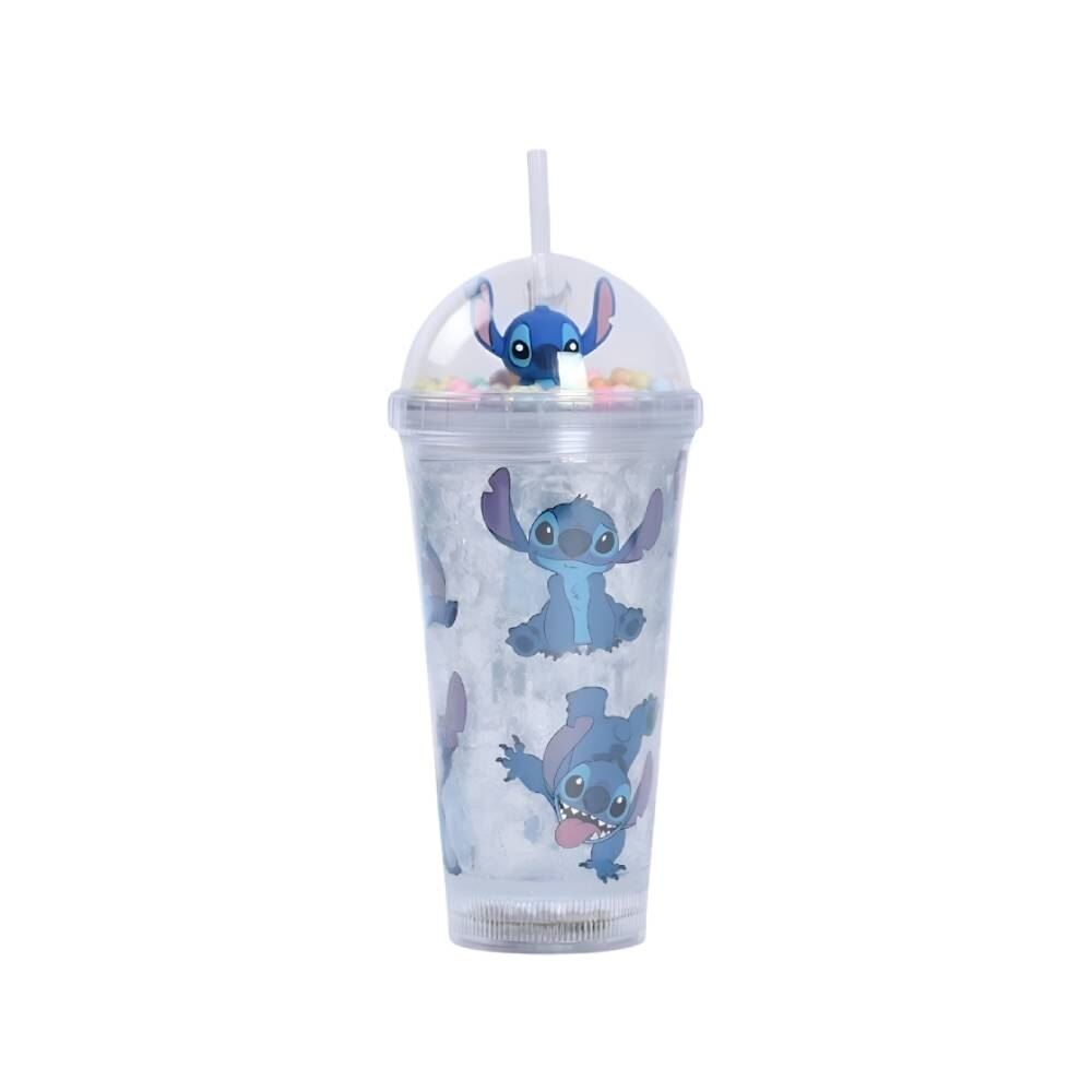 Copo Led com Canudo Stitch Disney 450Ml - Sortido
