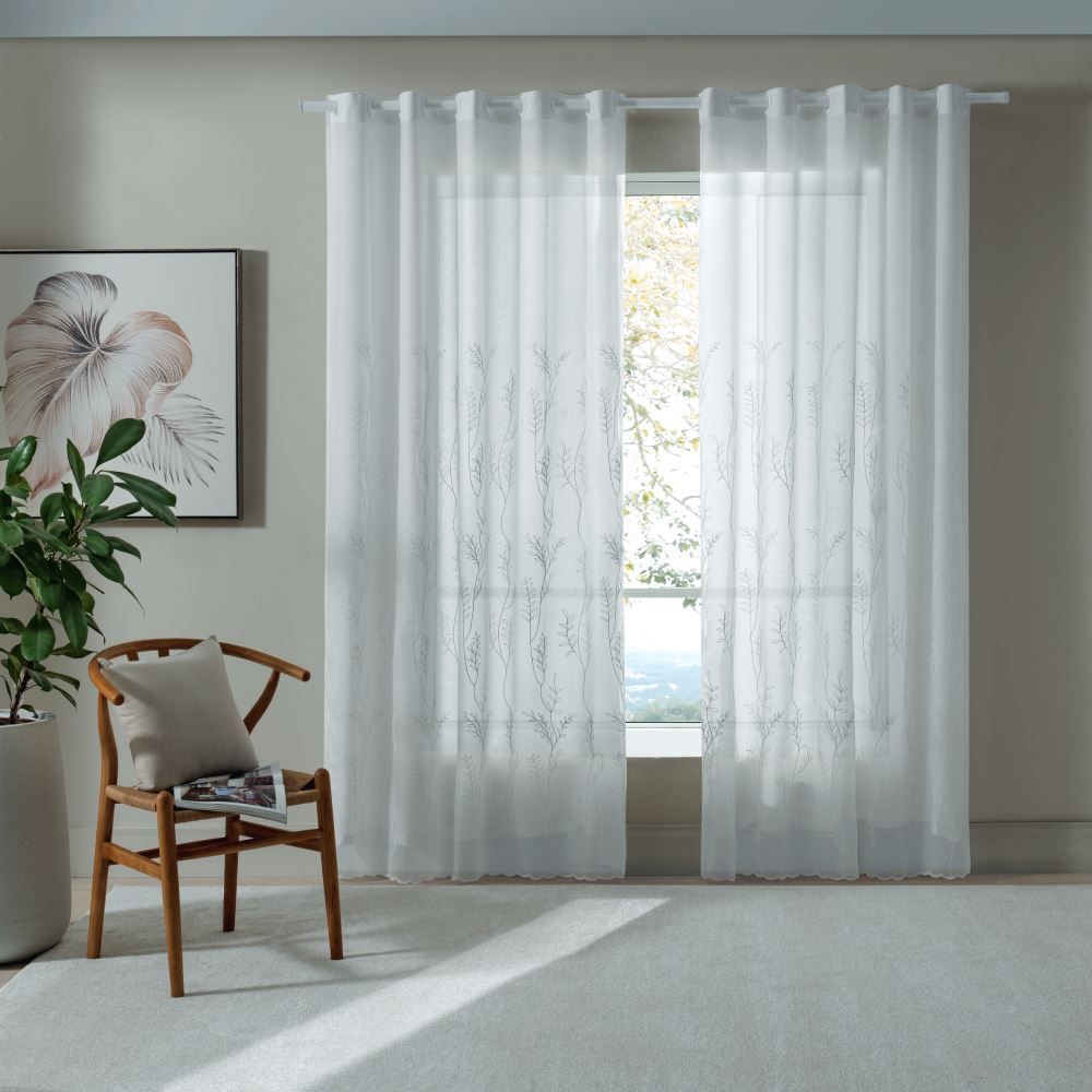 Cortina Duplex Firenze Para Quarto Ou Sala 4,20X2,50 M Bordada Havan Casa - Branco