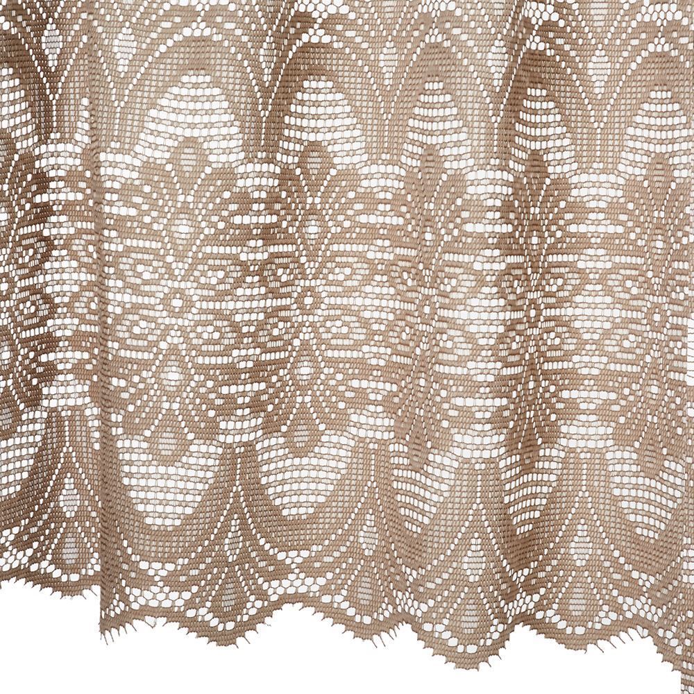 Cortina Em Renda 2,00X60cm Para Cozinha - Arabesco Taupe