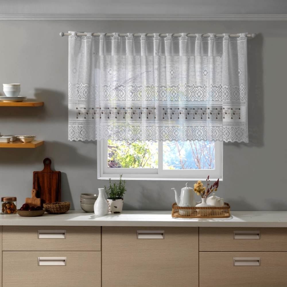 Cortina Valencia Para Cozinha Em Renda 200X80cm Havan - Coffee