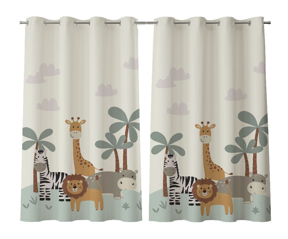 Cortina Infantil para Quarto 2,60X1,70M Havan Baby - SAFARI