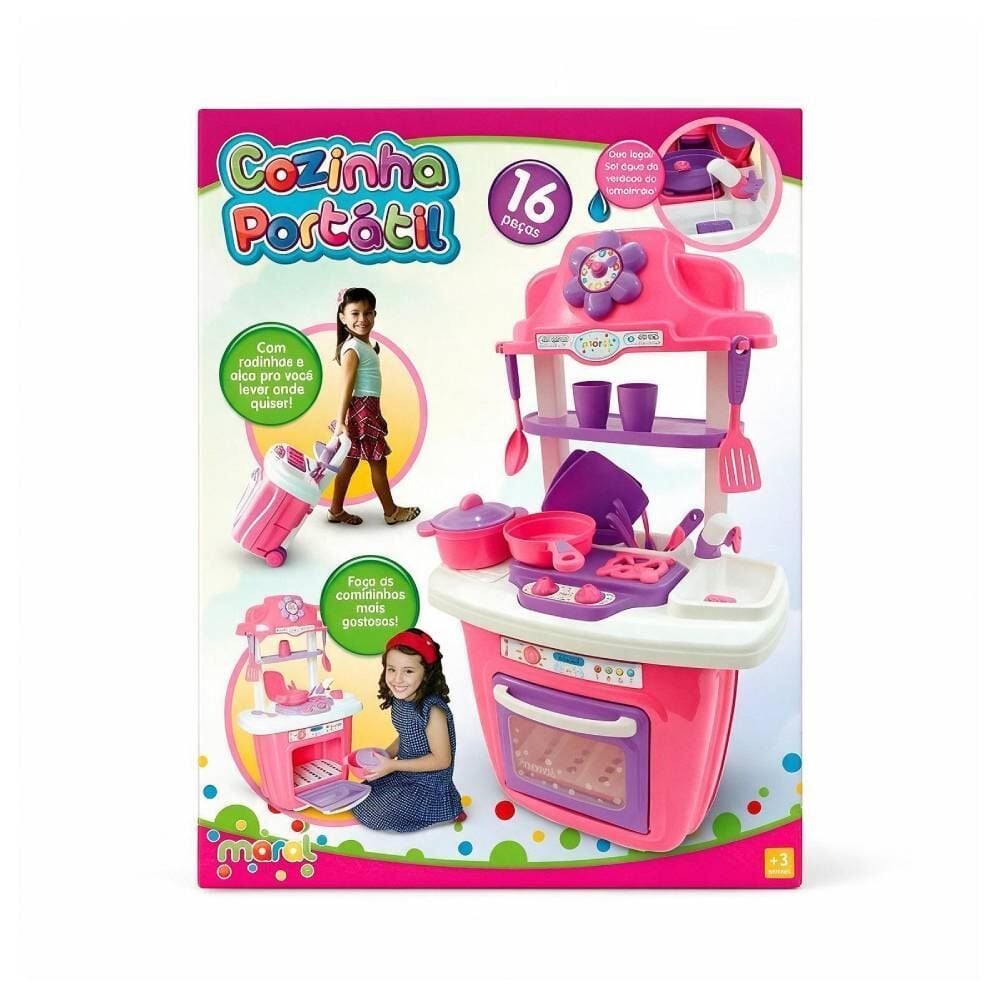 Cozinha Infantil Portátil Vira Maleta Maral - Rosa