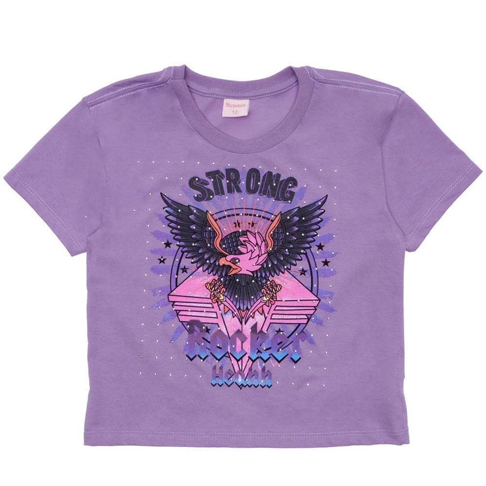 Cropped 12 a 16 anos M/Malha com Silk + Strass Marmelada