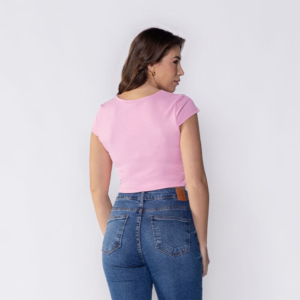Cropped Feminino Canelado Em Poliamida Boby Blues