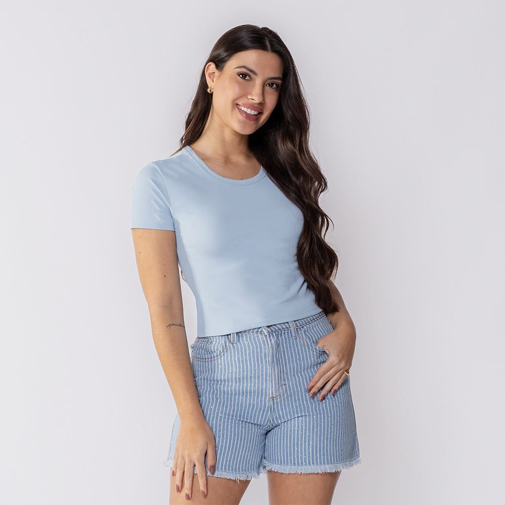 Cropped Feminino Manga Curta Boby Blues