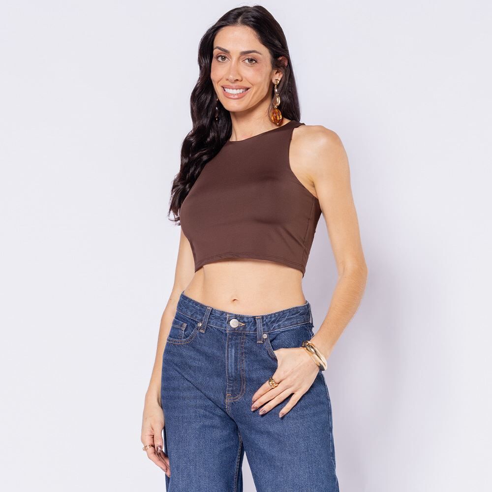 Cropped Regata Feminino Em Poliamida Boby Blues