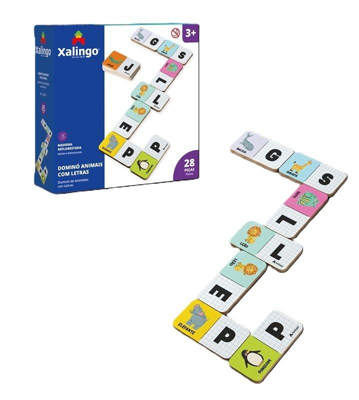 Dominó Animais com Letras Xalingo