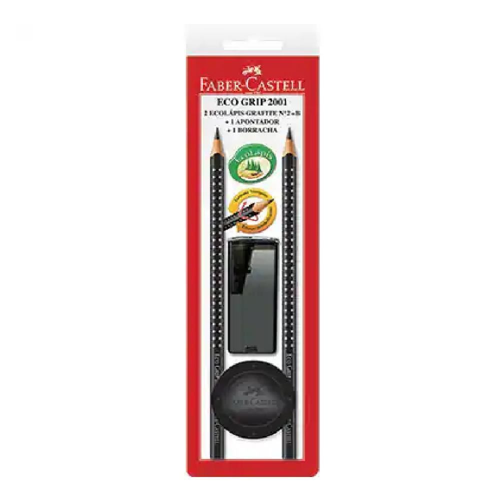 Lápis Ecolápis Black 2Uni + Borracha E Apontador Faber Castell - 4 Unidades
