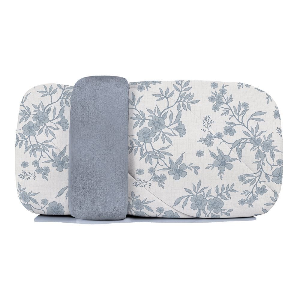 Edredom Casal Dupla Face Malha Blend Altenburg - Sofia Floral Azul