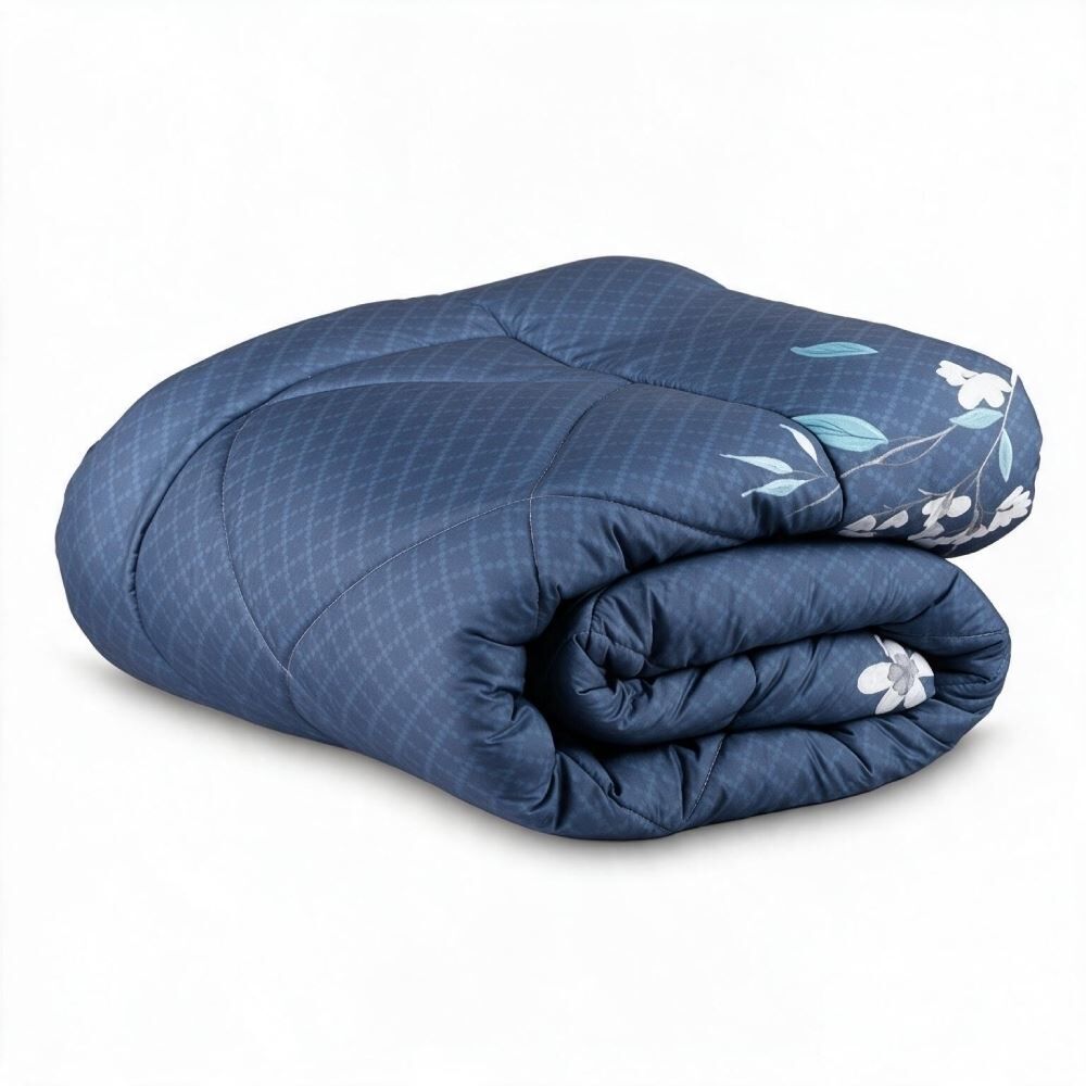 Edredom Casal Dupla Face Plush Versátile Havan Casa - Malu Floral Azul