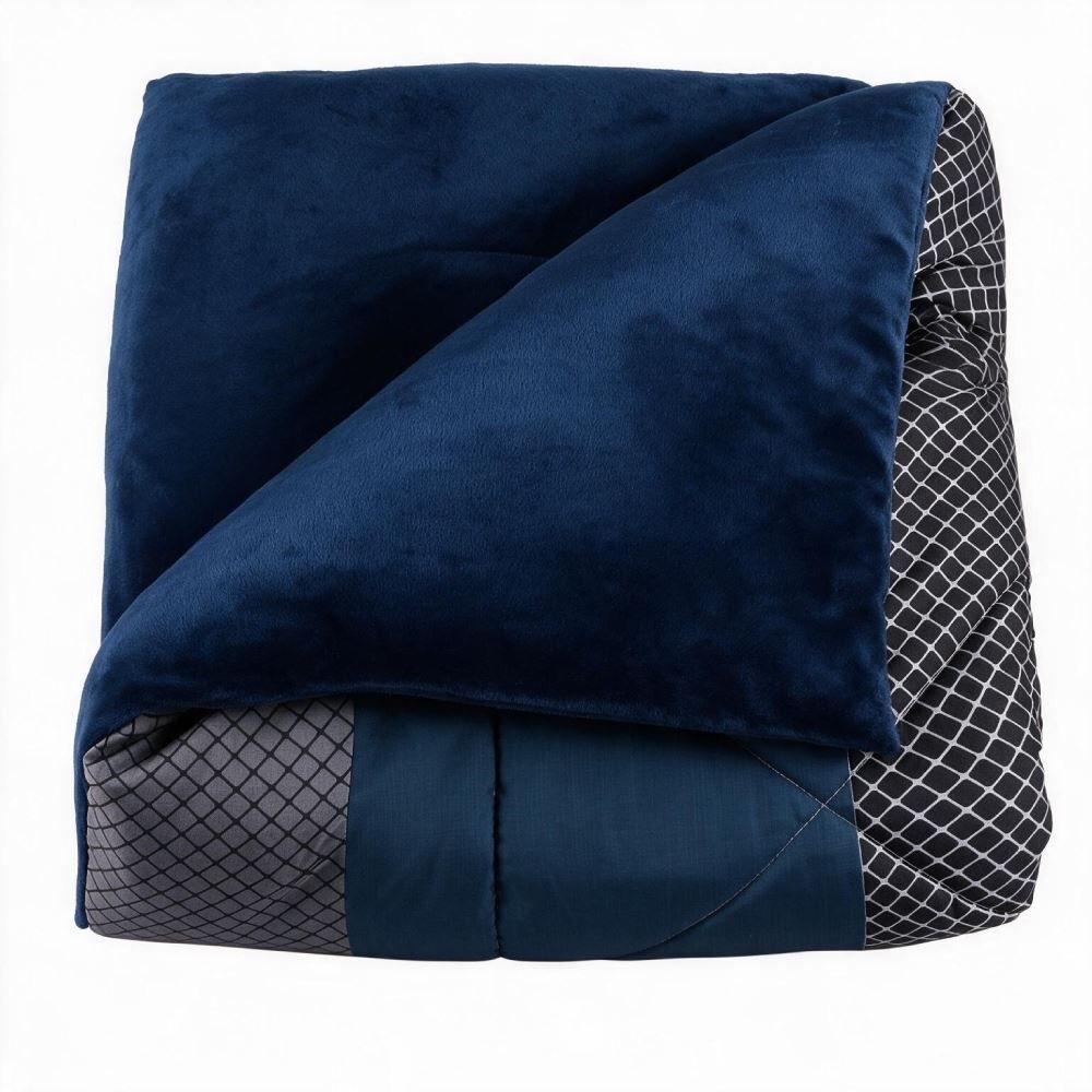 Edredom Casal Dupla Face Plush Versátile Havan Casa - Noah Geo Azul