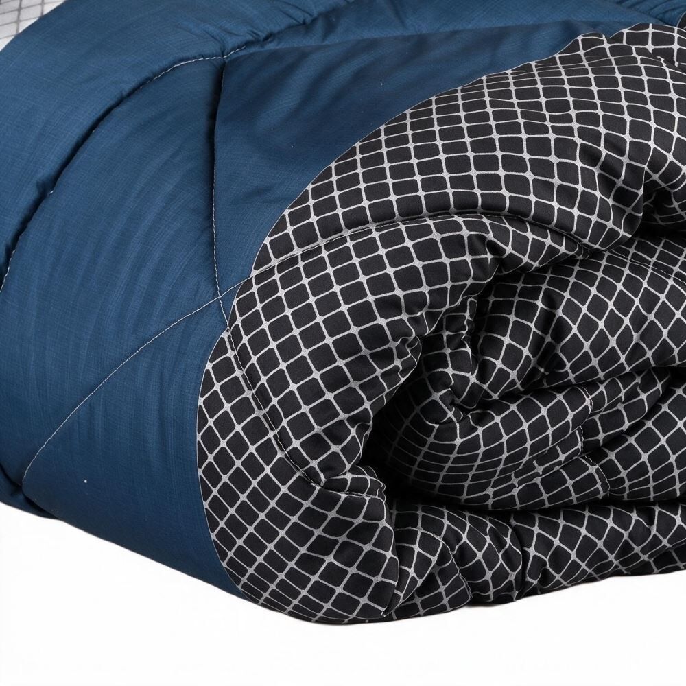 Edredom Casal Dupla Face Plush Versátile Havan Casa - Noah Geo Azul