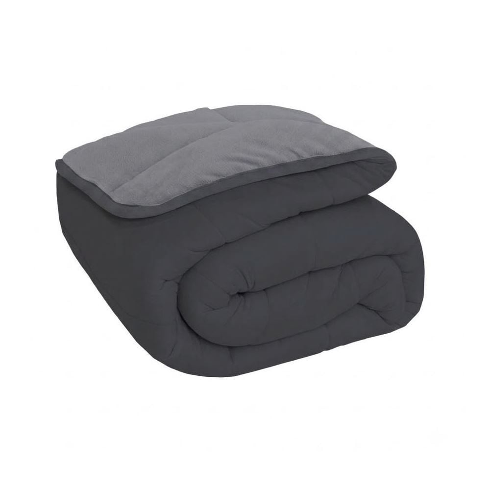 Edredom Casal Plush/Malha Liso Dupla Face Havan Casa - Preto