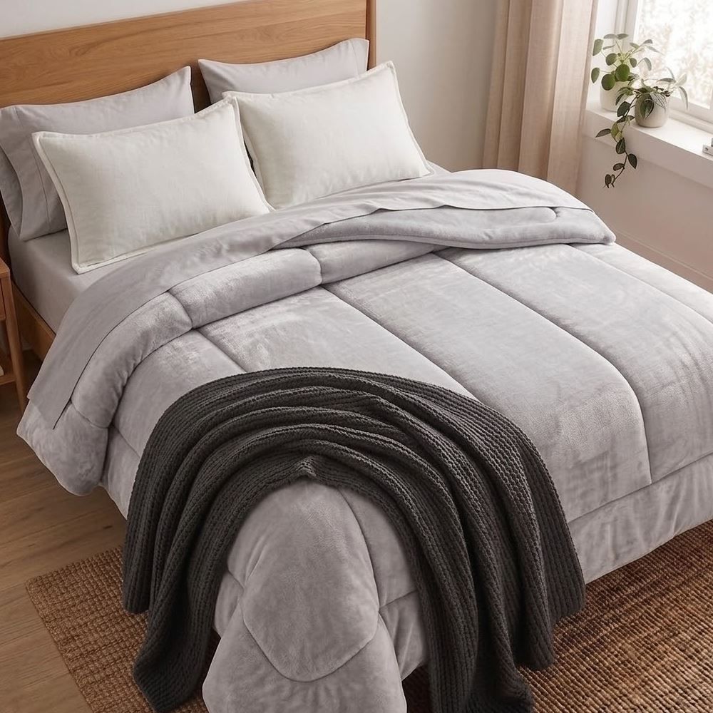 Edredom King Plush Inove Provence Havan Casa - Cinza Lunar