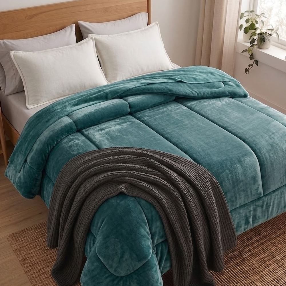 Edredom King Plush Inove Provence Havan Casa - Verde