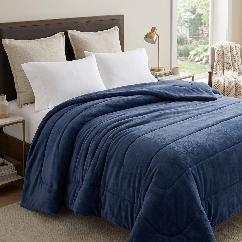 Edredom Provence Liso Casal 1,80M X 2,20 m - Azul Mariner
