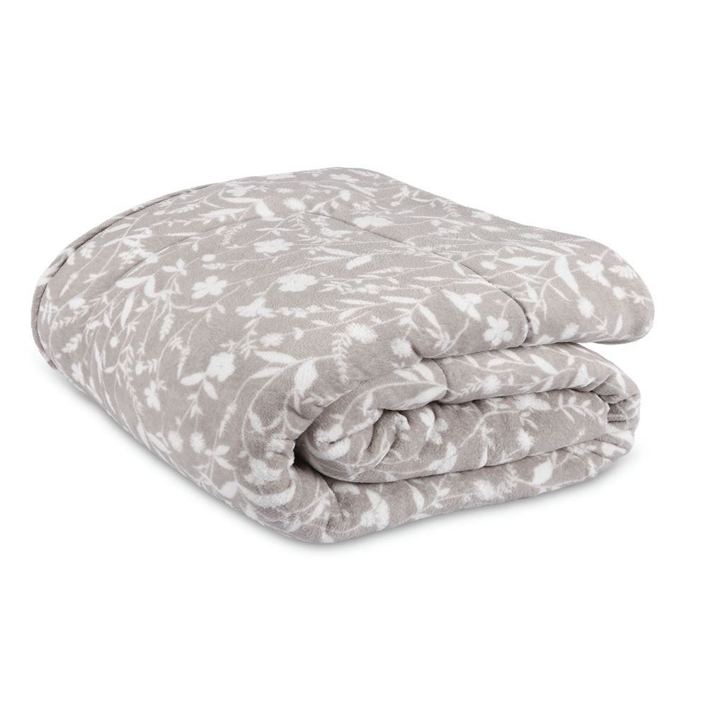 Edredom Queen 100% Poliéster Provence Plush Havan Casa - Yasmin Floral Cinza