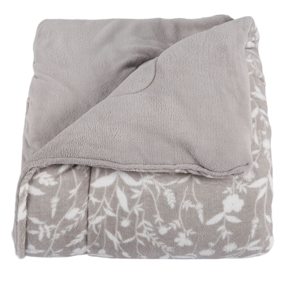 Edredom Queen 100% Poliéster Provence Plush Havan Casa - Yasmin Floral Cinza
