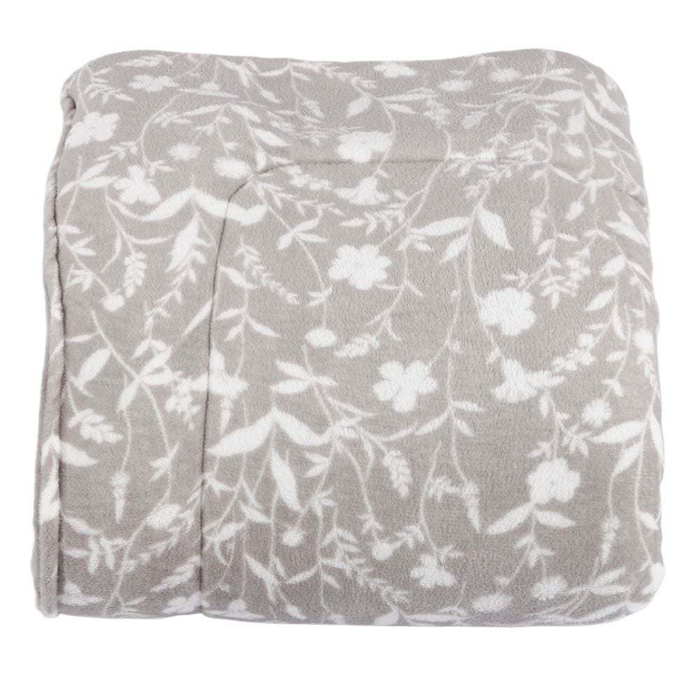 Edredom Queen 100% Poliéster Provence Plush Havan Casa - Yasmin Floral Cinza