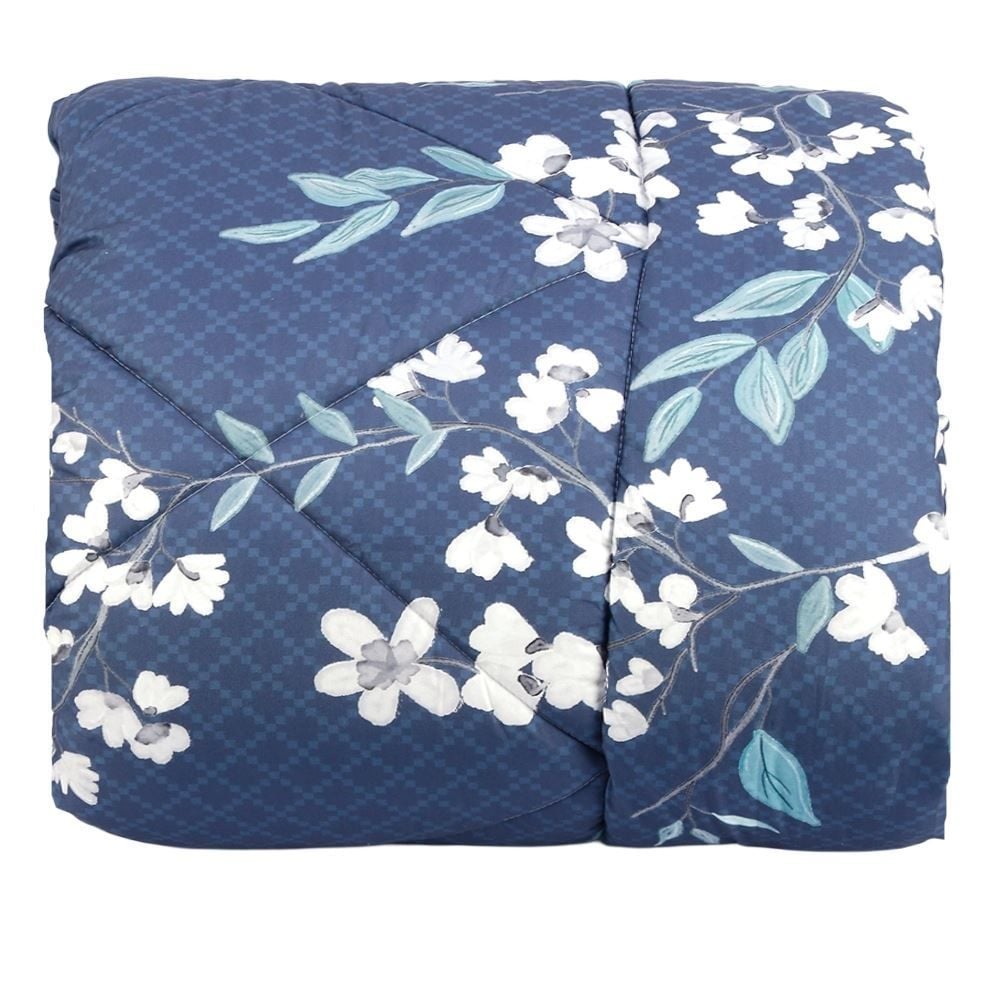 Edredom Queen Dupla Face Plush Versátile Havan Casa - Malu Floral Azul