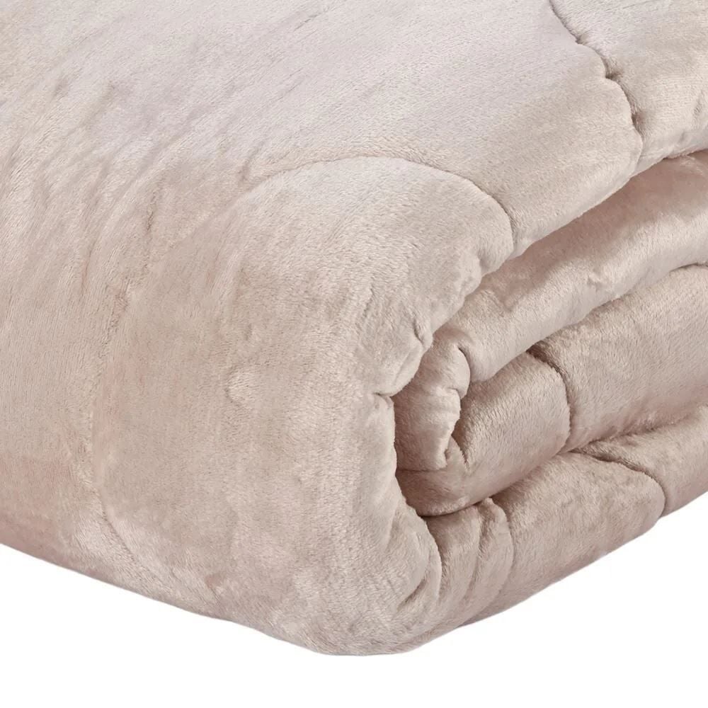 Edredom Queen Plush Inove Provence Havan Casa - Bege