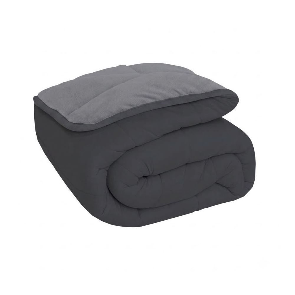 Edredom Queen Plush e Malha Liso Dupla Face Havan Casa - Preto