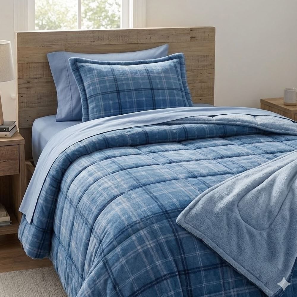 Edredom Solteiro Estampado Provence Havan Casa - Enzo Azul