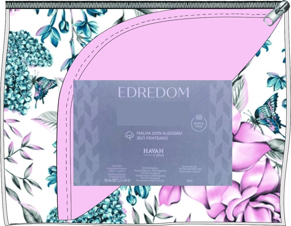 Edredom Solteiro Malha 100% Algodão Montreal Havan Casa - FLOURISH/ROSA MAKE